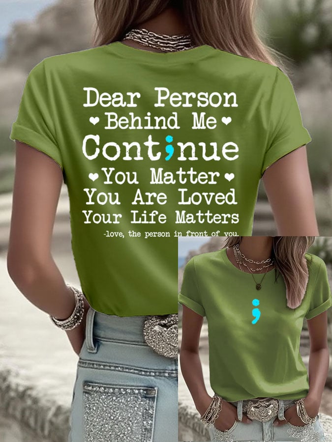 Women's Mental Health Print Casual T-Shirt