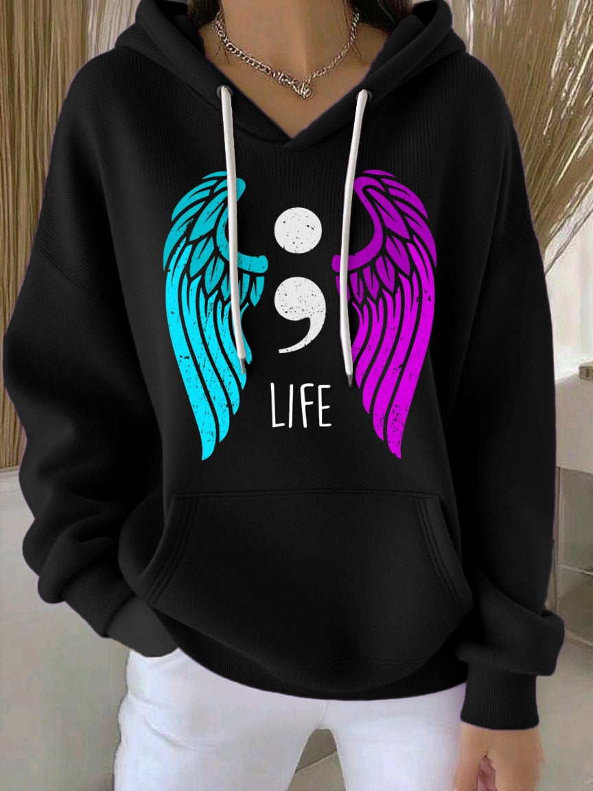 Women's Mental Health Awareness Print Casual Hoodie