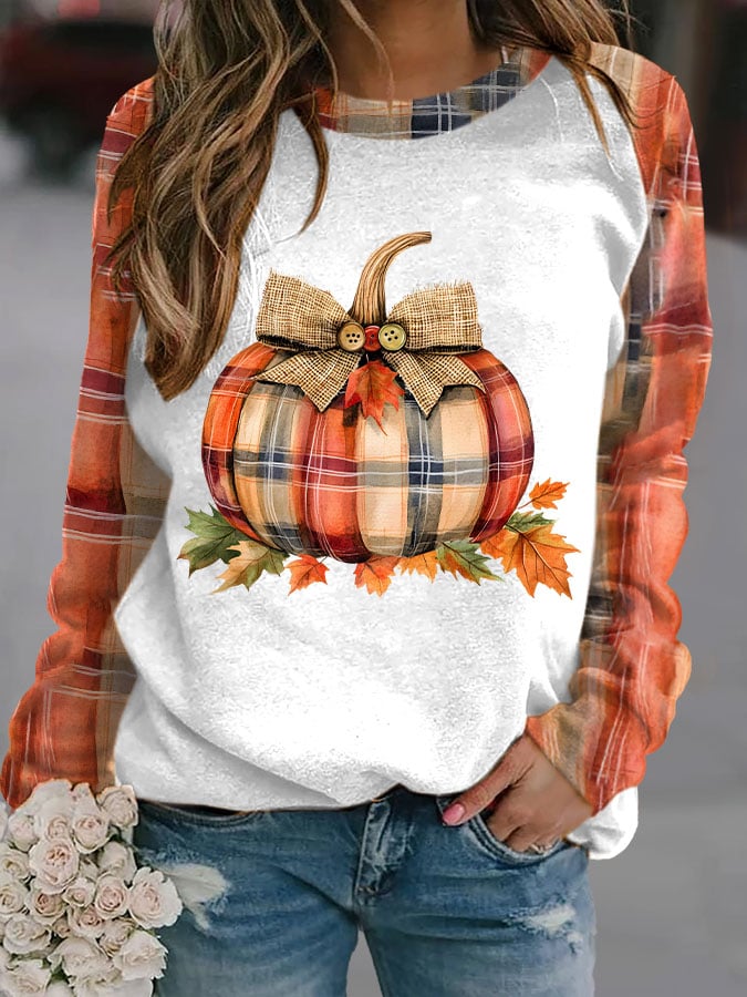 Women's Pumpkin Season Print Raglan Sleeve Sweatshirt