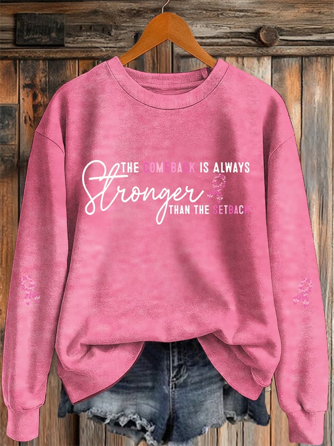Women's Breast Cancer Awareness Print Casual Sweatshirt