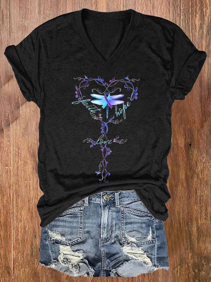 Women's Suicide Prevention Print Casual T-Shirt