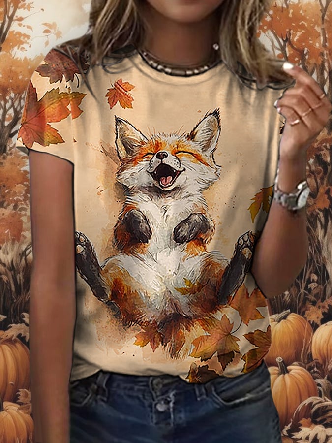 Women'S Casual Autumn Short-Sleeved T-Shirt