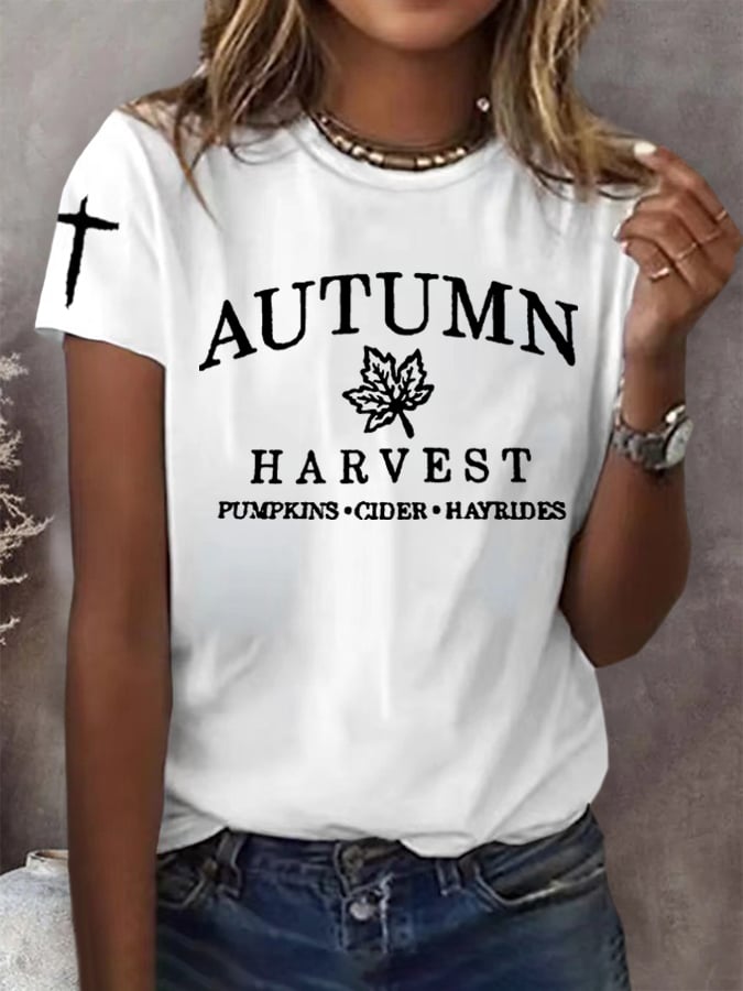 Women's Autumn Harvest Faith Print Shirt