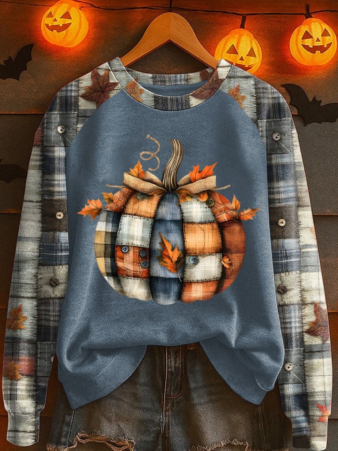 Women's Pumpkin Season Print Raglan Sleeve Sweatshirt