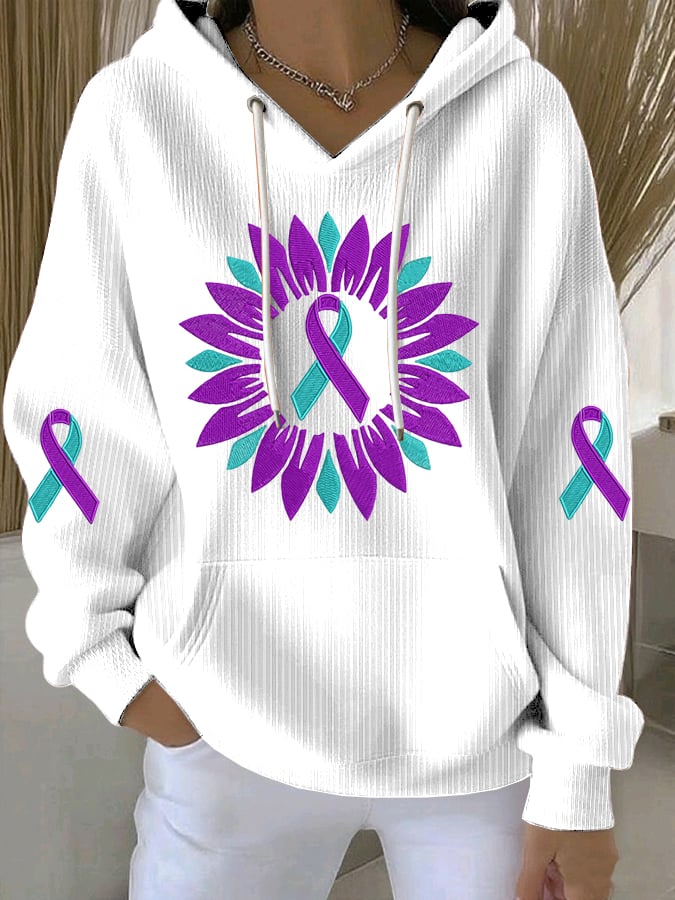 Women's Suicide Prevention Awareness Floral Print Hoodie