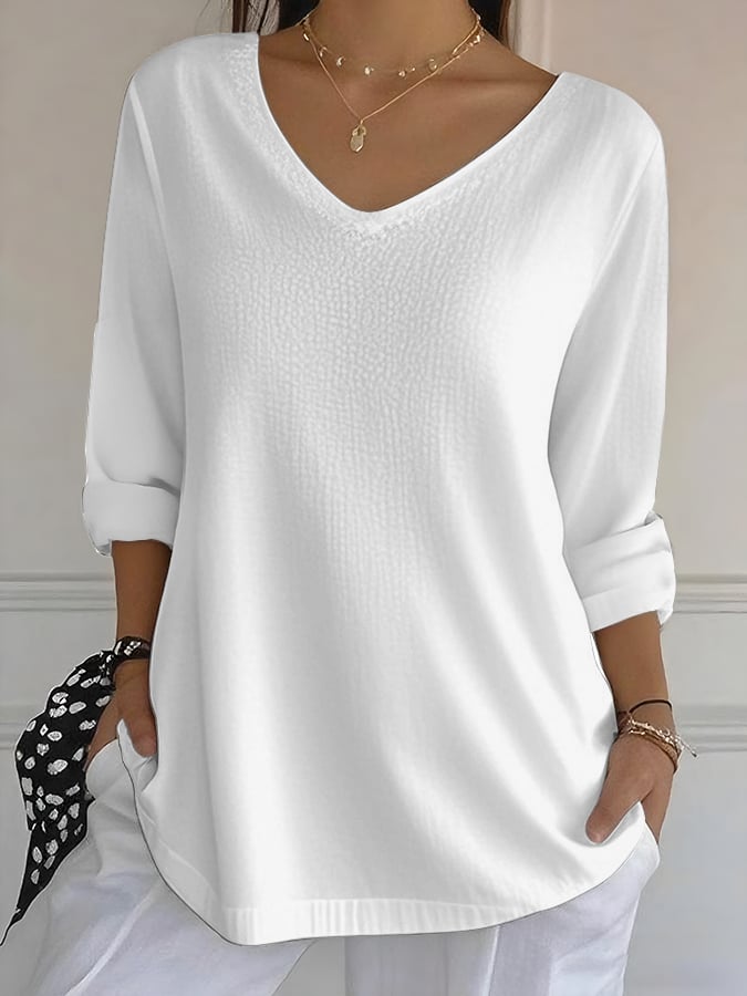 Women's Casual Autumn And Winter Long-Sleeved Bubble Wrinkled Bottoming Shirt