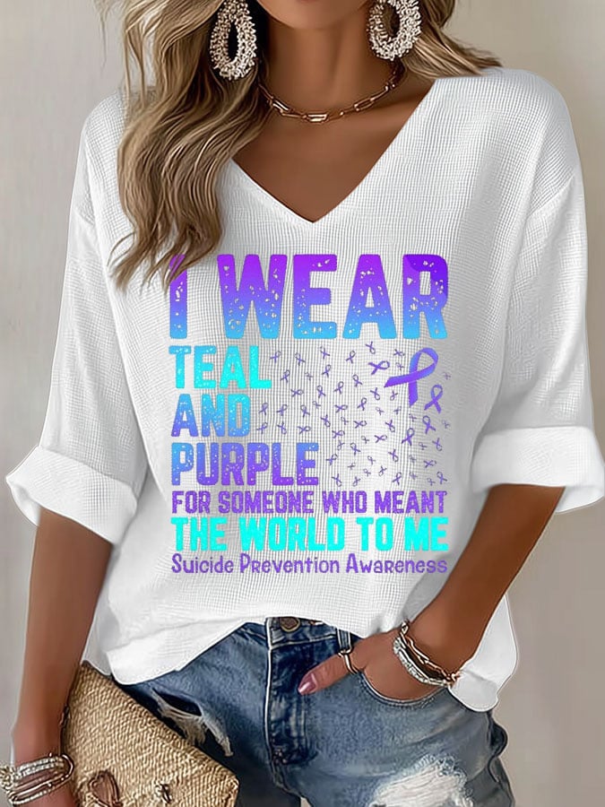 Women's Mental Health Print Waffle T-shirt