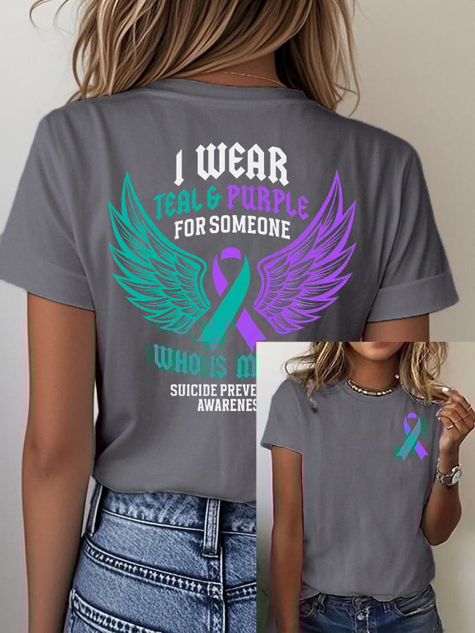 Women's I Wear Teal & Purple For Someone Who Is Missed Printed T-Shirt