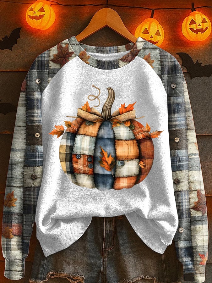 Women's Pumpkin Season Print Raglan Sleeve Sweatshirt