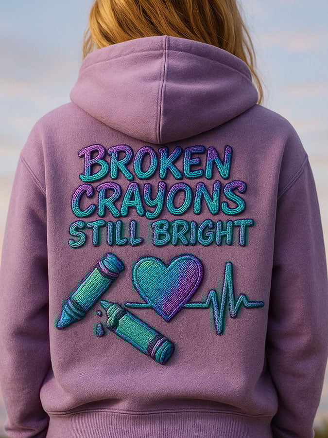 Women's Vintage Broken Crayons Still Bright Print Sweatshirt