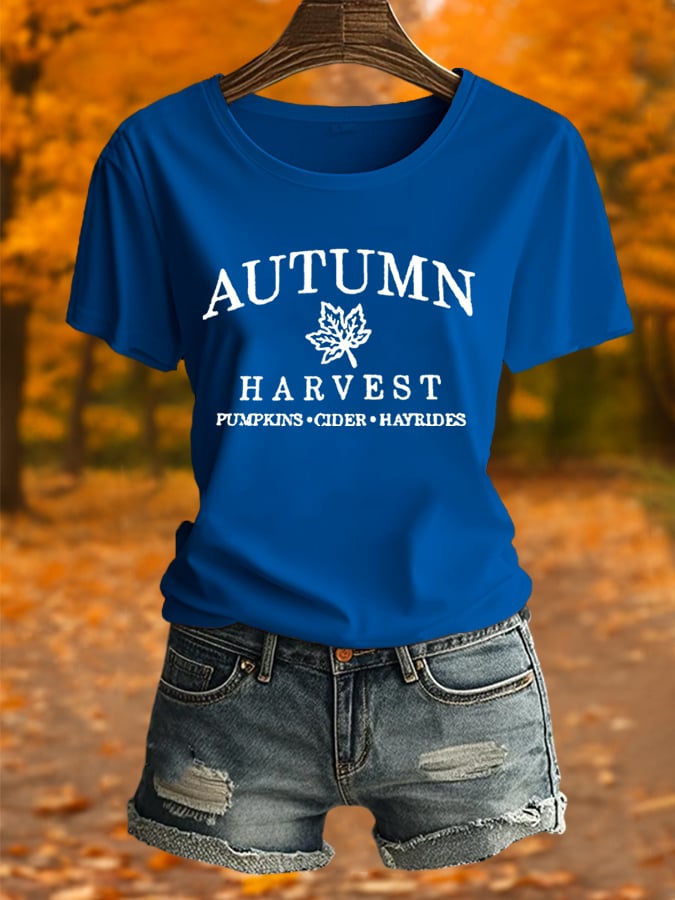 Women's Autumn Pumpkin Seasonal Print T-Shirt