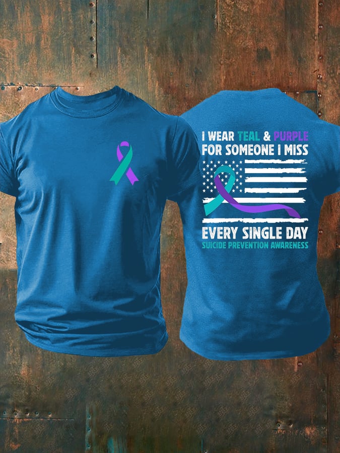 Men's I Wear Teal & Purple for Someone I Miss Every Single Day Print T-Shirt