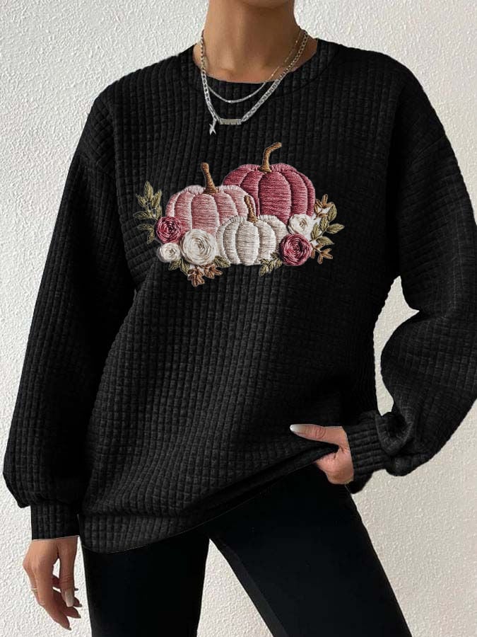 Women's Fall Pumpkin Check Sweatshirt