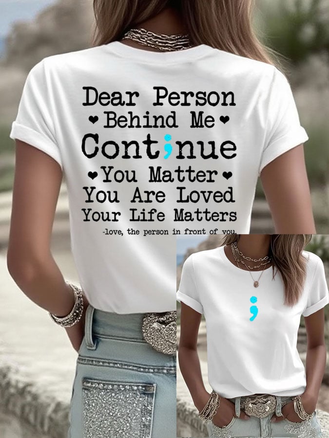 Women's Mental Health Print Casual T-Shirt