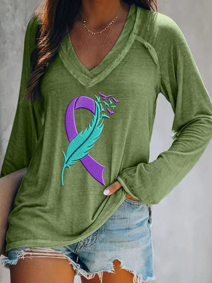 Women's Suicide Prevention Awareness Print Casual T-Shirt