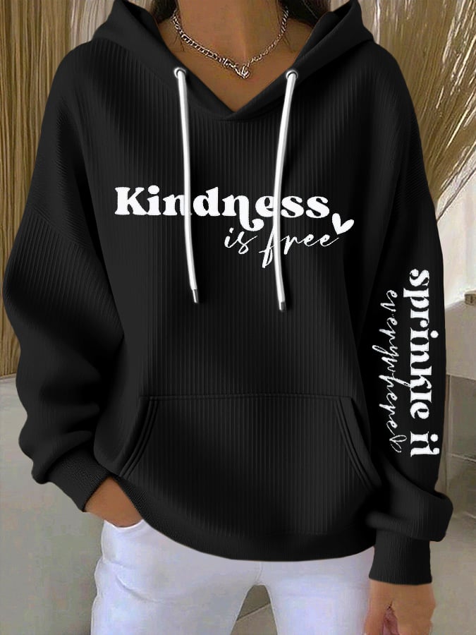 Women's Mental Health Slogan kindness Printed Casual Hooded Sweatshirt