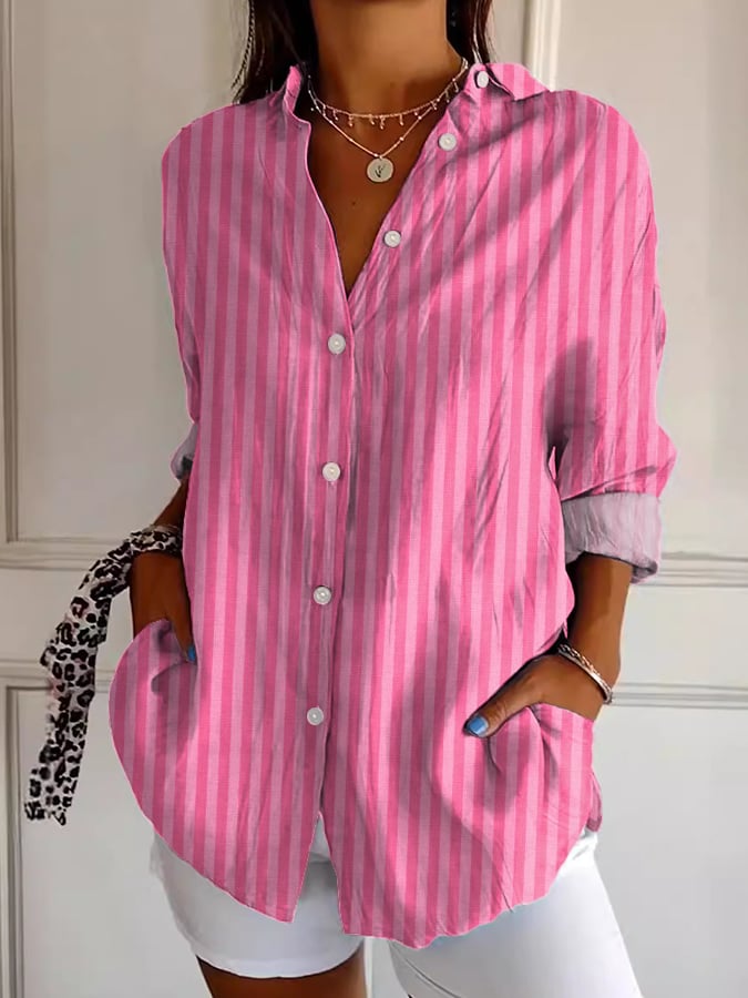 Women's Casual Retro Art Striped Shirt