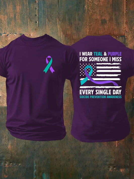 Men's  I Wear Teal & Purple for Someone I Miss Every Single Day Print T-Shirt
