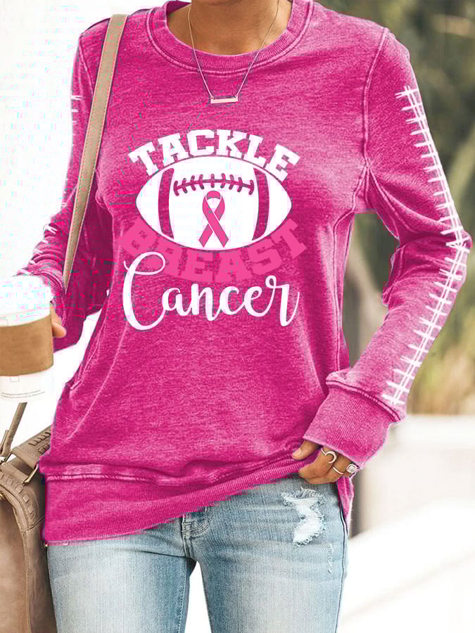 Women's Pink Breast Cancer Awareness Print Sweatshirt