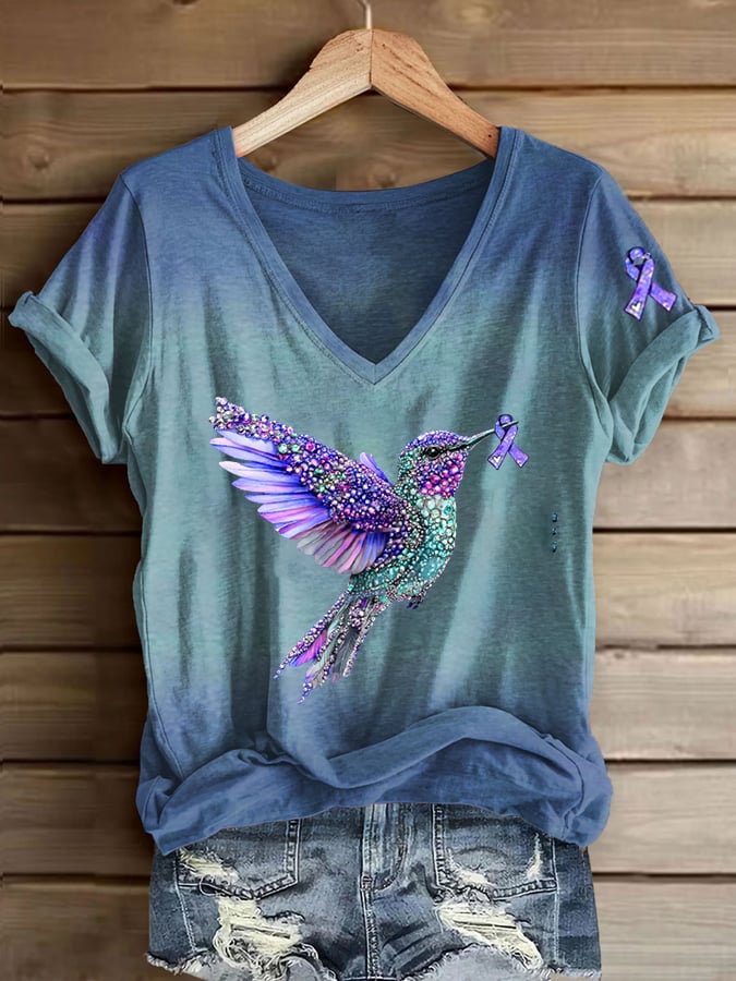 Women's Suicide Awareness Print Casual T-shirt
