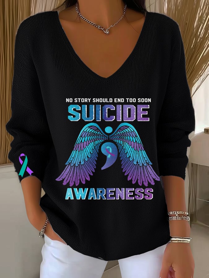 Women's I Wear Teal And Purple For Someone Print Long Sleeve Top