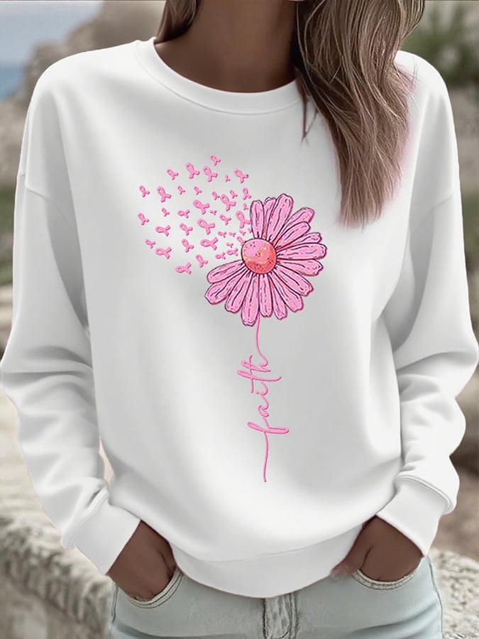 Women's Breast Cancer Faith Print Sweatshirt