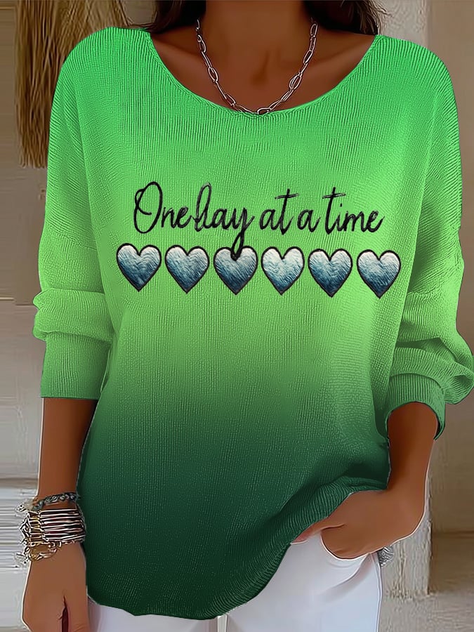 Women'S Retro One Day At A Time Print Top