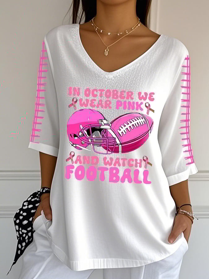 Women's Breast Cancer Print Casual Top