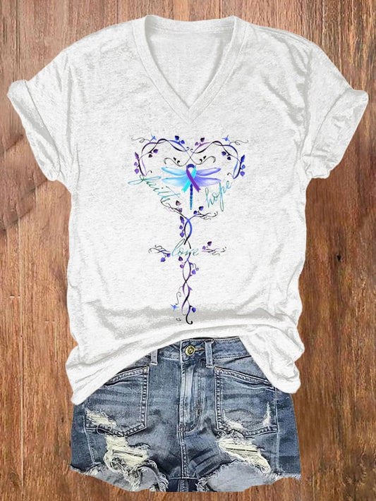 Women's Suicide Prevention Print Casual T-Shirt