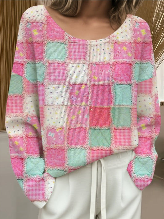 Women's Pink Breast Cancer Awareness Art Print Drop Shoulder Sweater