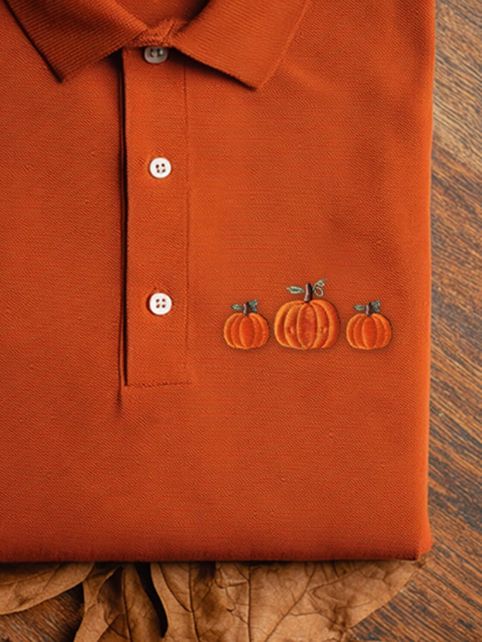 Men's Offline Business Autumn Pumpkin Contrast Polo