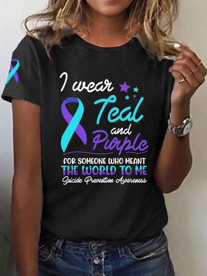 Women's Suicide Prevention Awareness Printed T-Shirt