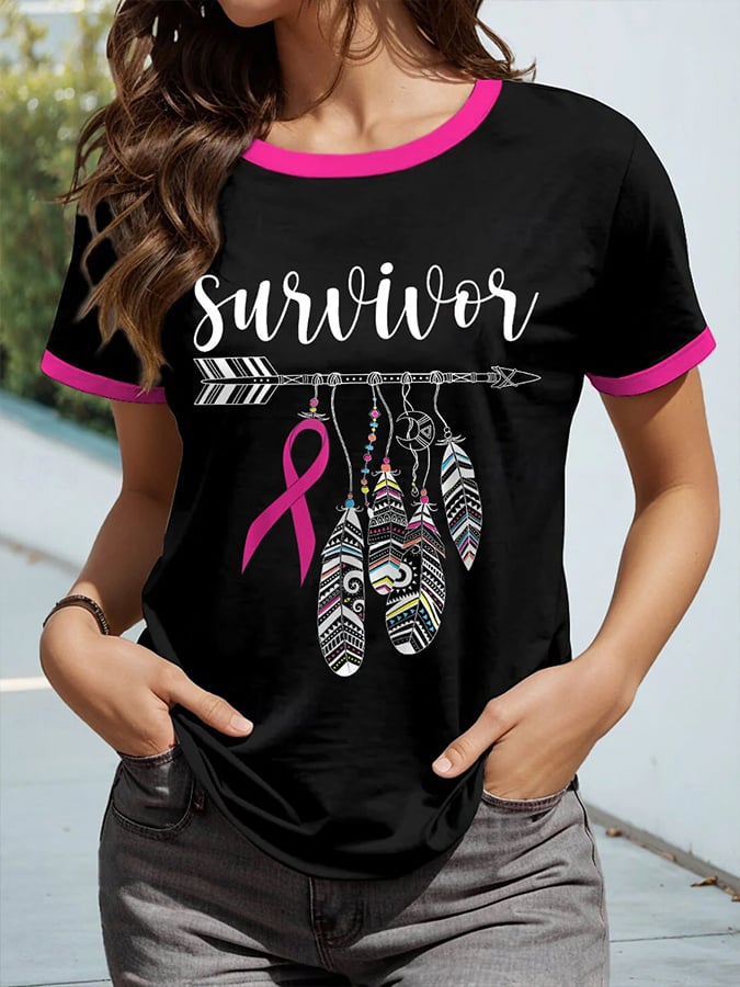 Women's Breast Cancer Awareness Graphic Crew Neck T-Shirt