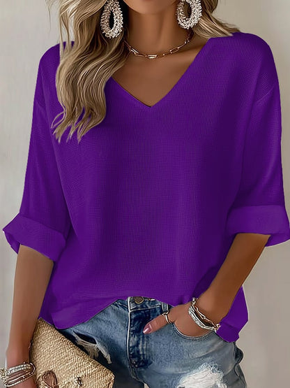Women's Casual Autumn And Winter Long-Sleeved Waffle Bottoming Shirt