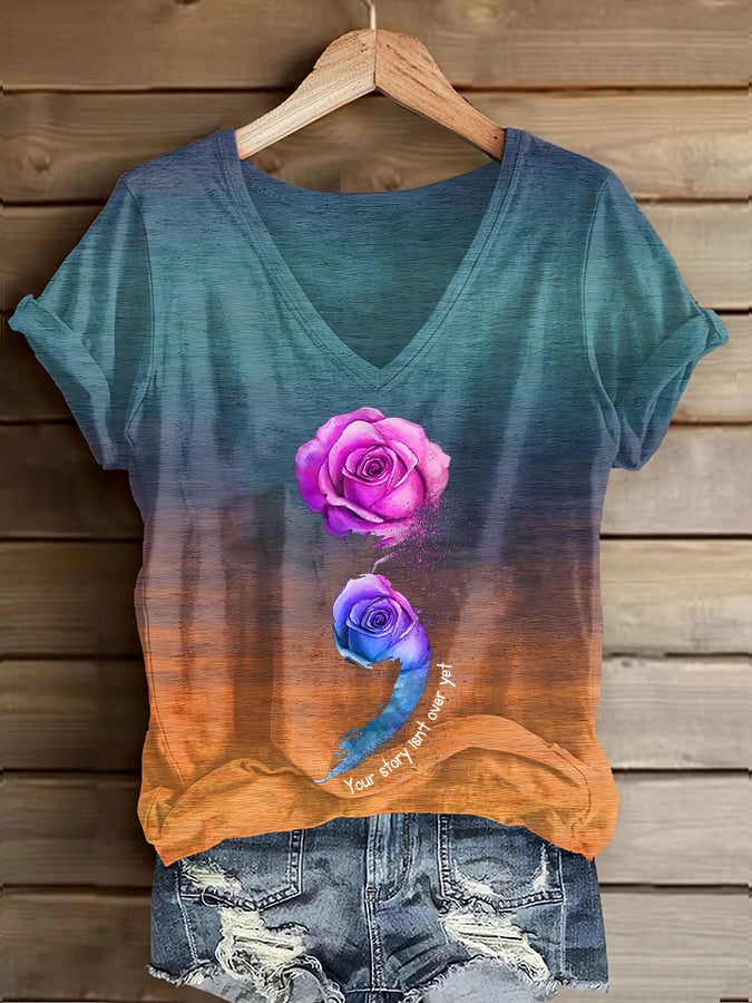 Women's Your Story Isn't Over Yet Printed Casual T-Shirt