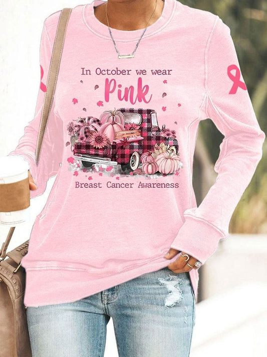 Women's Breast Cancer Awareness In October We Were Pink Printed Sweatshirt