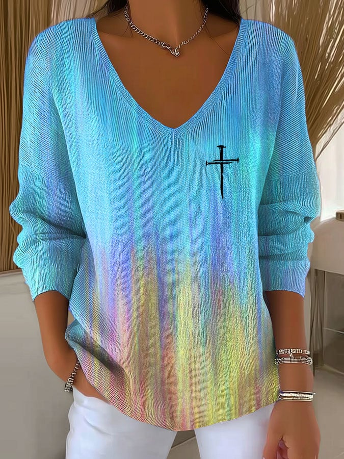 Women's Autumn Art Design Printed Pit Fabric Fabric Long Sleeve T-Shirt