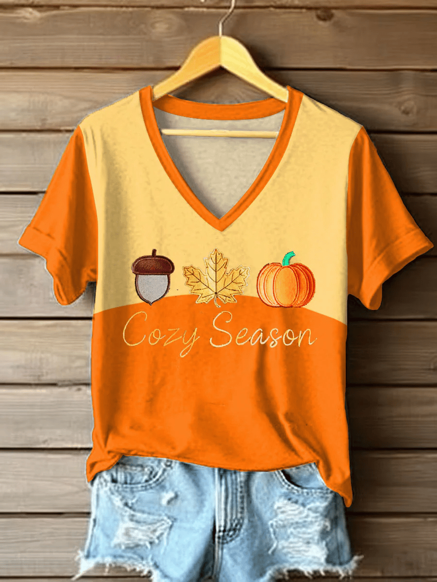 Women's Cozy Season Printed Short-Sleeved T-Shirt
