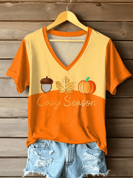 Women's Cozy Season Printed Short-Sleeved T-Shirt