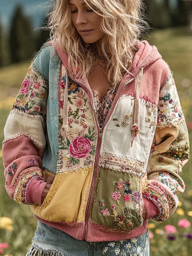 Women's Breast Cancer Floral Print Jacket