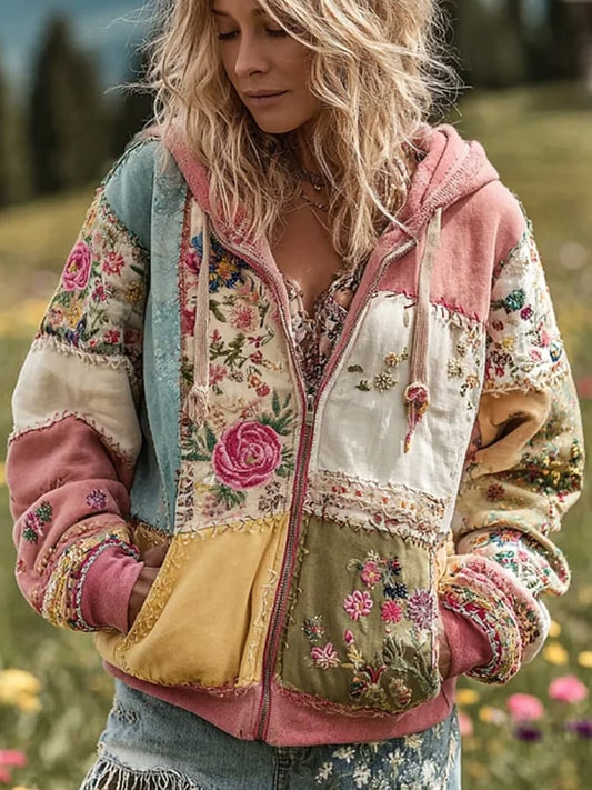 Women's Breast Cancer Floral Print Jacket
