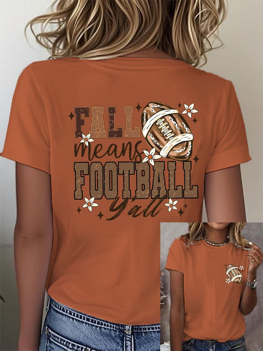 Women's Retro Fall Means Football  Print T-Shirt