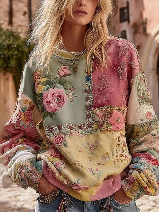 Women's Casual Floral Print Sweatshirt