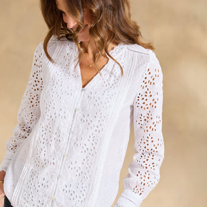 Valeria Eyelet Shirt, Petite