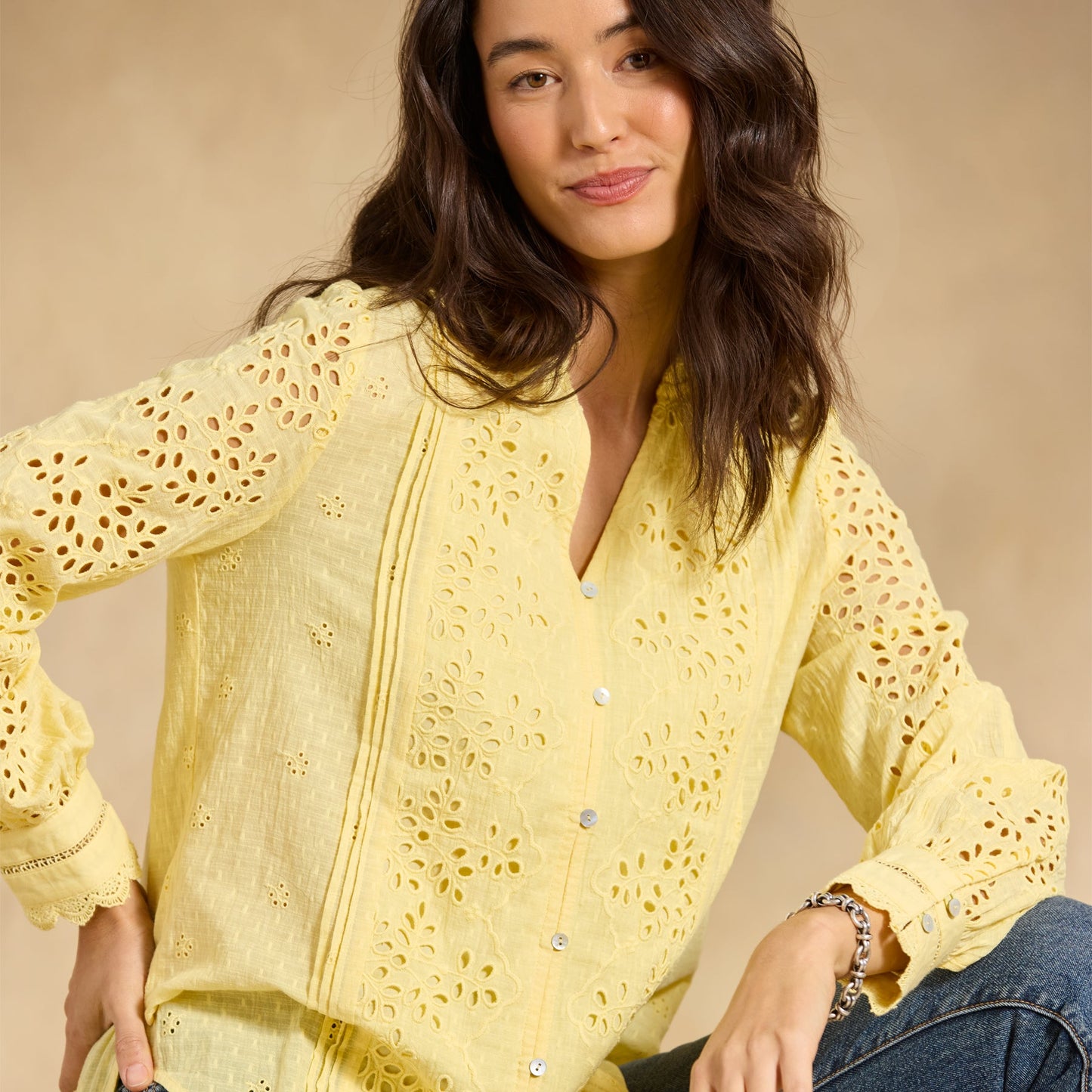 Valeria Eyelet Shirt, Petite
