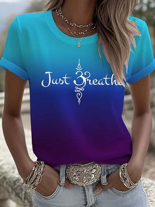 Women's Just Breathe Printed Round Neck T-Shirt