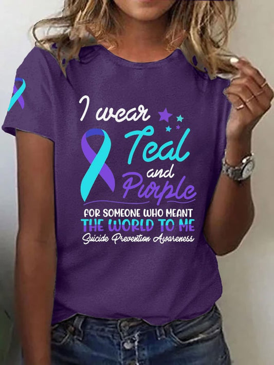 Women's Suicide Prevention Awareness Printed T-Shirt