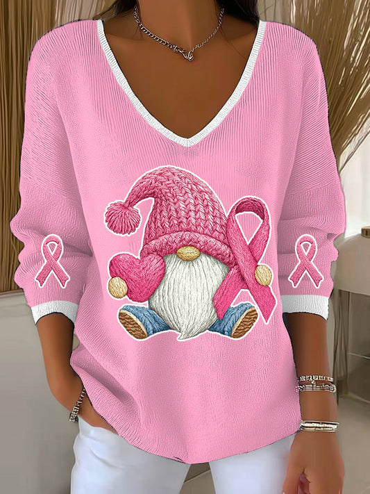 Women's Breast Cancer Awareness Graphic Print Drop Shoulder Sweater