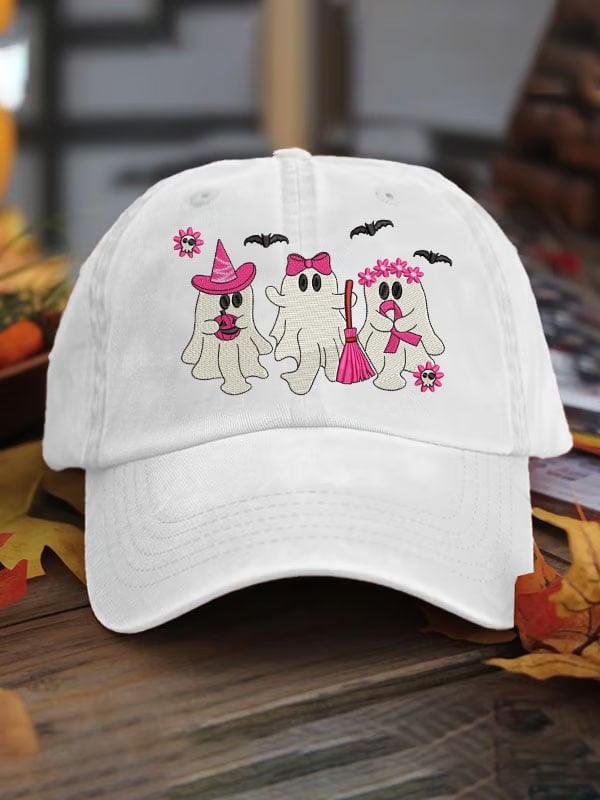 Unisex Pink Ghost Breast Cancer Awareness Print Baseball Cap