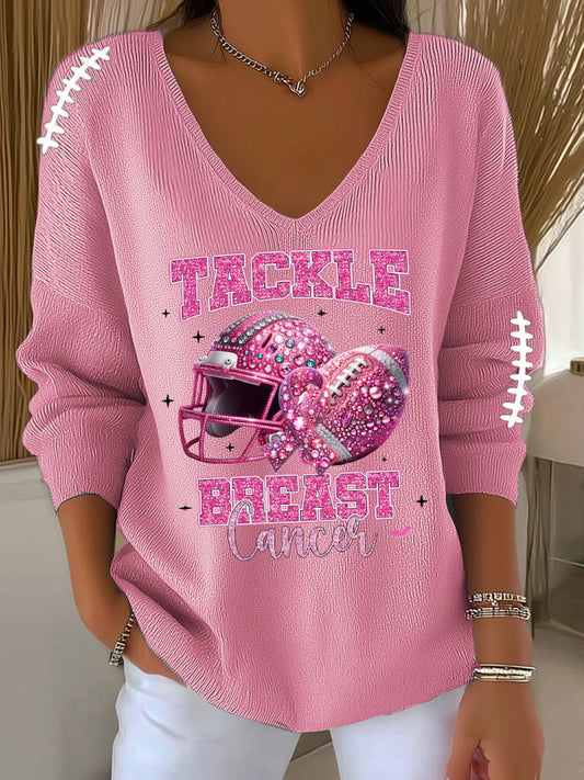 Women's Breast Cancer Print Long Sleeve Top